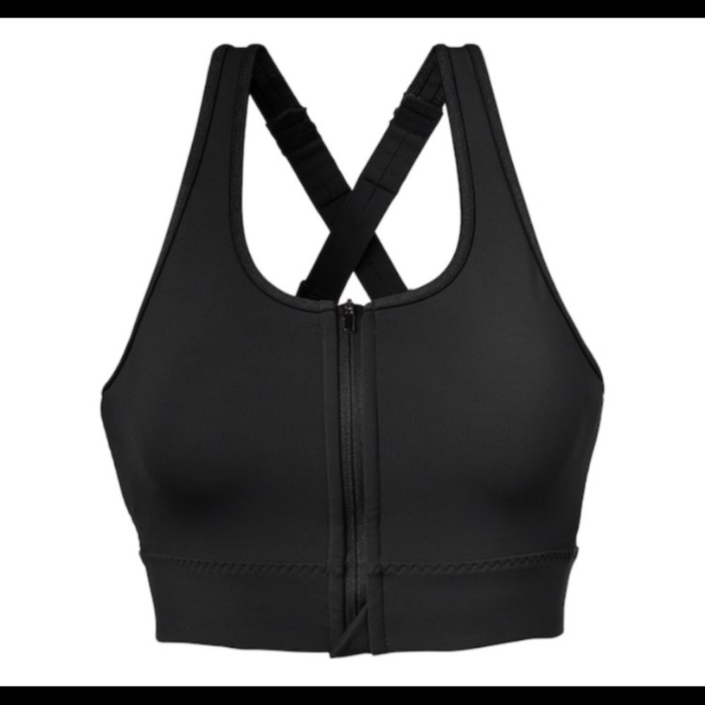NWOT Athleta Zip Front Stealth Sports Bra Medium